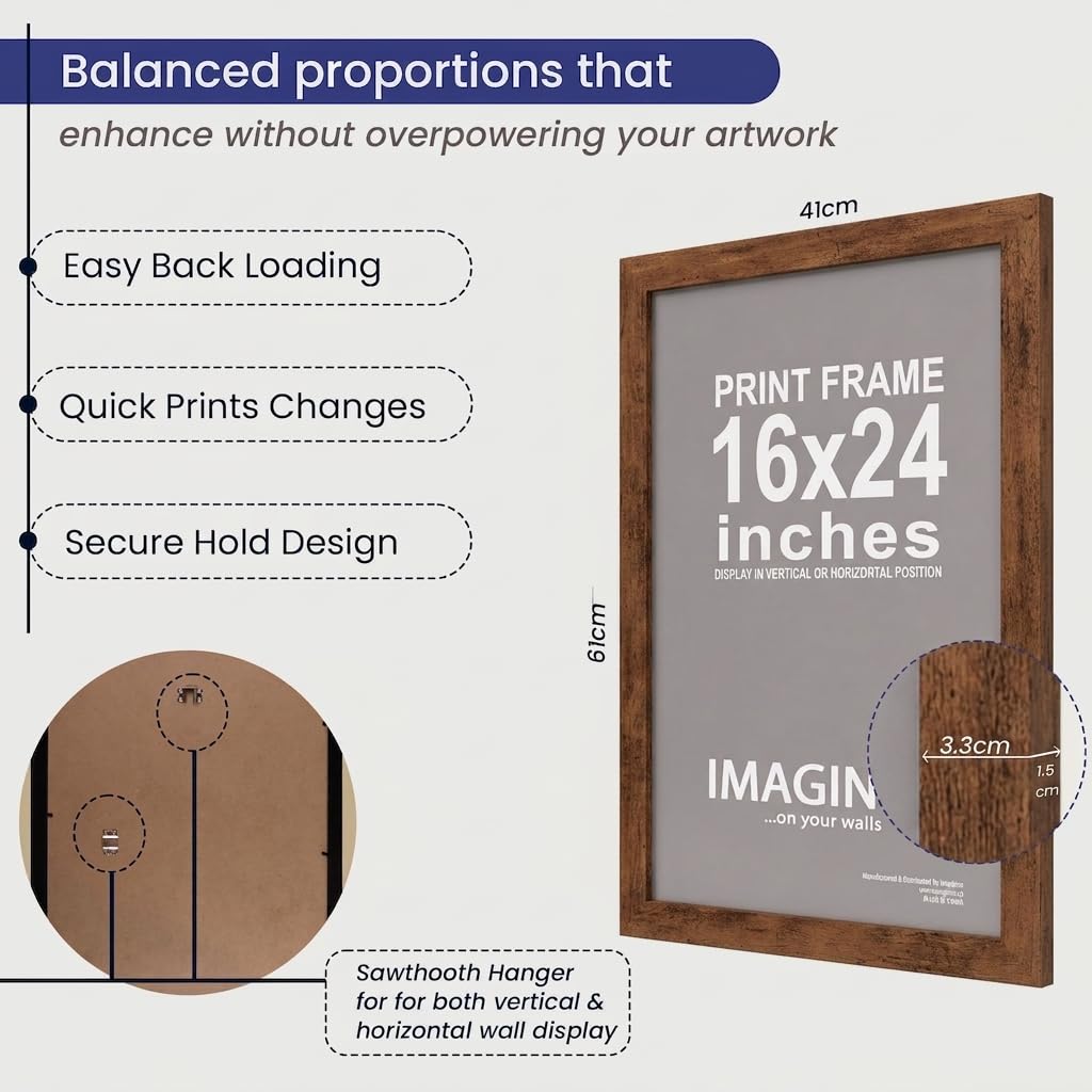 Imaginus 16x24 Inch Rustic Oak MDF Wood Picture Frame