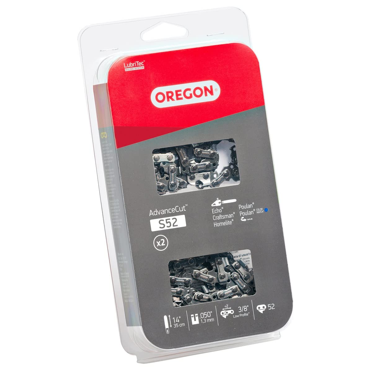 Oregon S52T 2-Pack AdvanceCut 14-Inch Chainsaw Chain Fits Craftsman, Echo, Homelite, Poulan