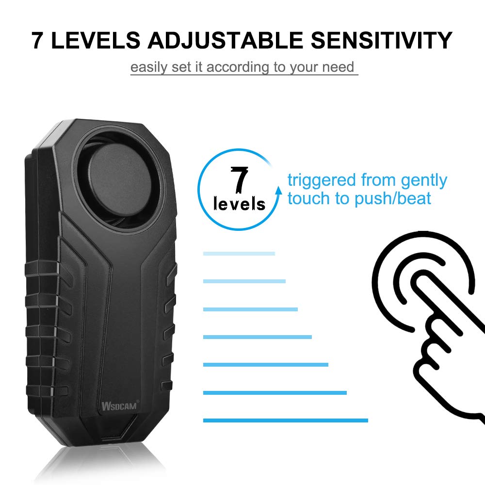 WSDCAM Bike Alarm with Remote 2 Pack, 113dB Wireless Anti-Theft Vibration Motorcycle Bicycle Alarm Vehicle Security Alarm System (Black)