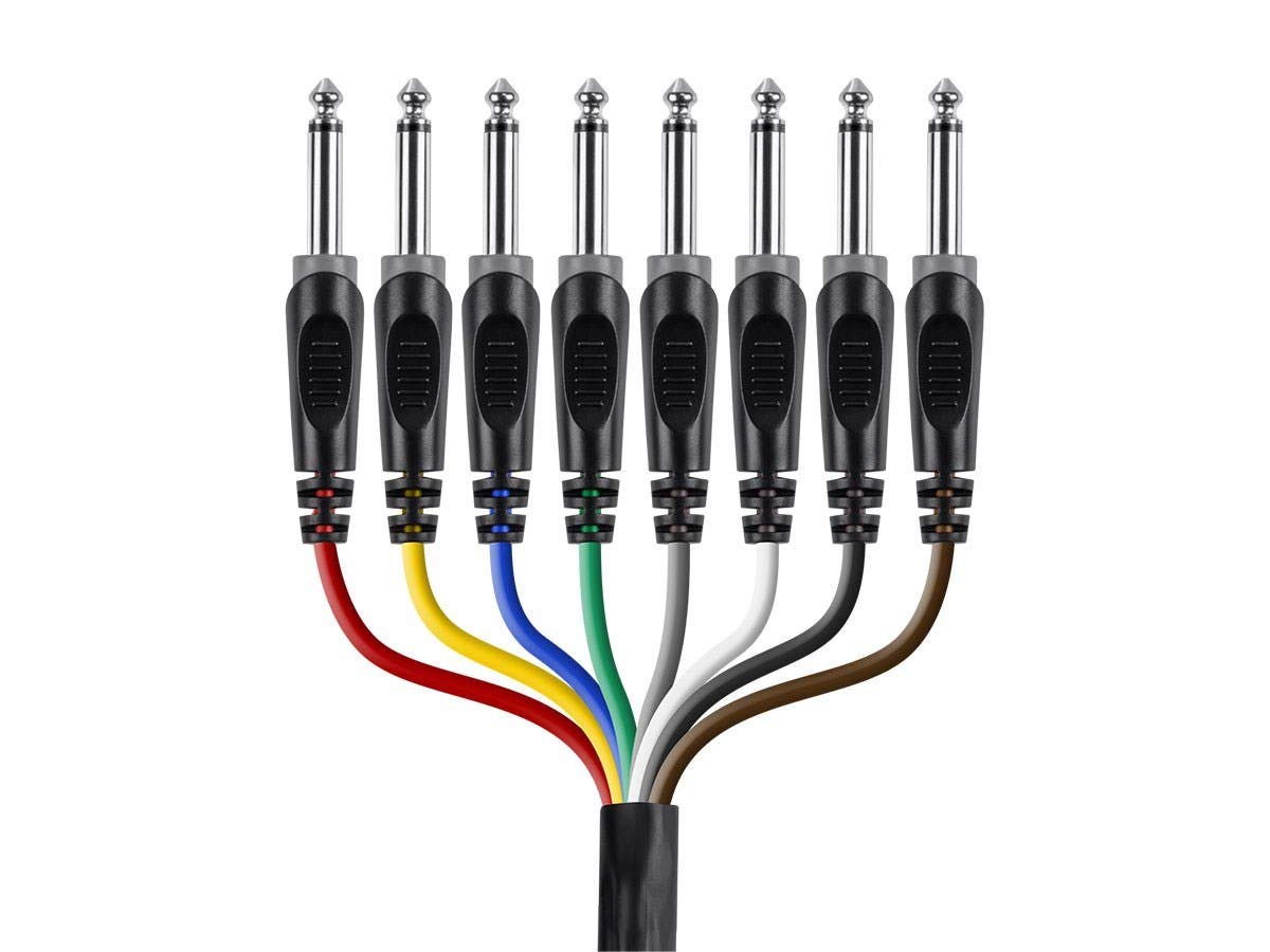 Monoprice 8-Channel 1/4 Inch TS Male to 1/4 Inch TS Male Snake 26AWG Cable C/d - 2 Meter (6 Feet) With 8 Balanced Mono/Unbalanced Stereo Lines