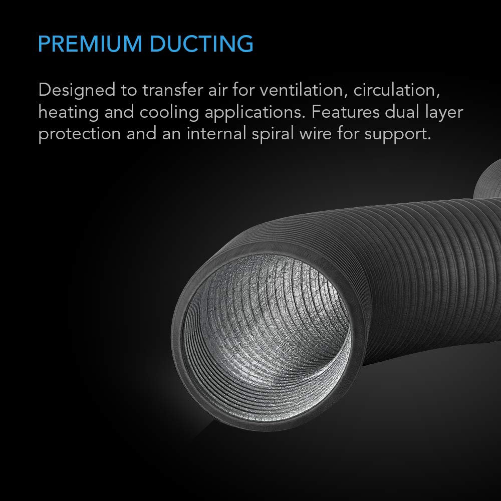 AC INFINITY Flexible 4-Inch Aluminum Ducting, Heavy-Duty Four-Layer Protection, 25-Feet Long for Heating Cooling Ventilation and Exhaust
