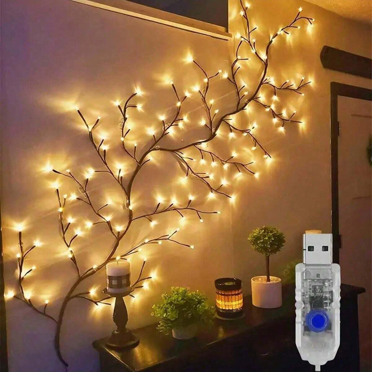 Enchanted Willow Vine Twig Lights,7.55ft Twinkling LED Tree Branch Fairy String Lights with 144 LED Lights and Remote,8 Lighting Modes,Christmas Indoor Decorations for Home Wall Door Window