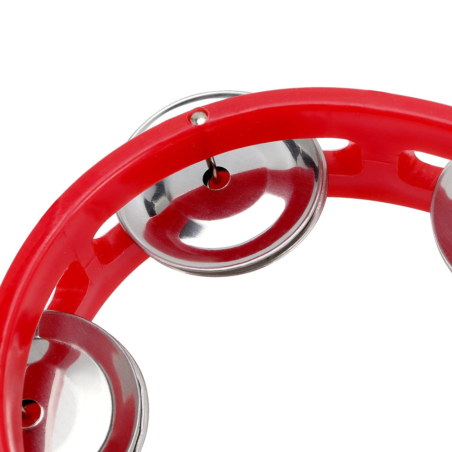 MUKLEI 20 Pack Half Moon Handheld Tambourine, Half Moon Musical Tambourine for Beginner, School, Red and Yellow