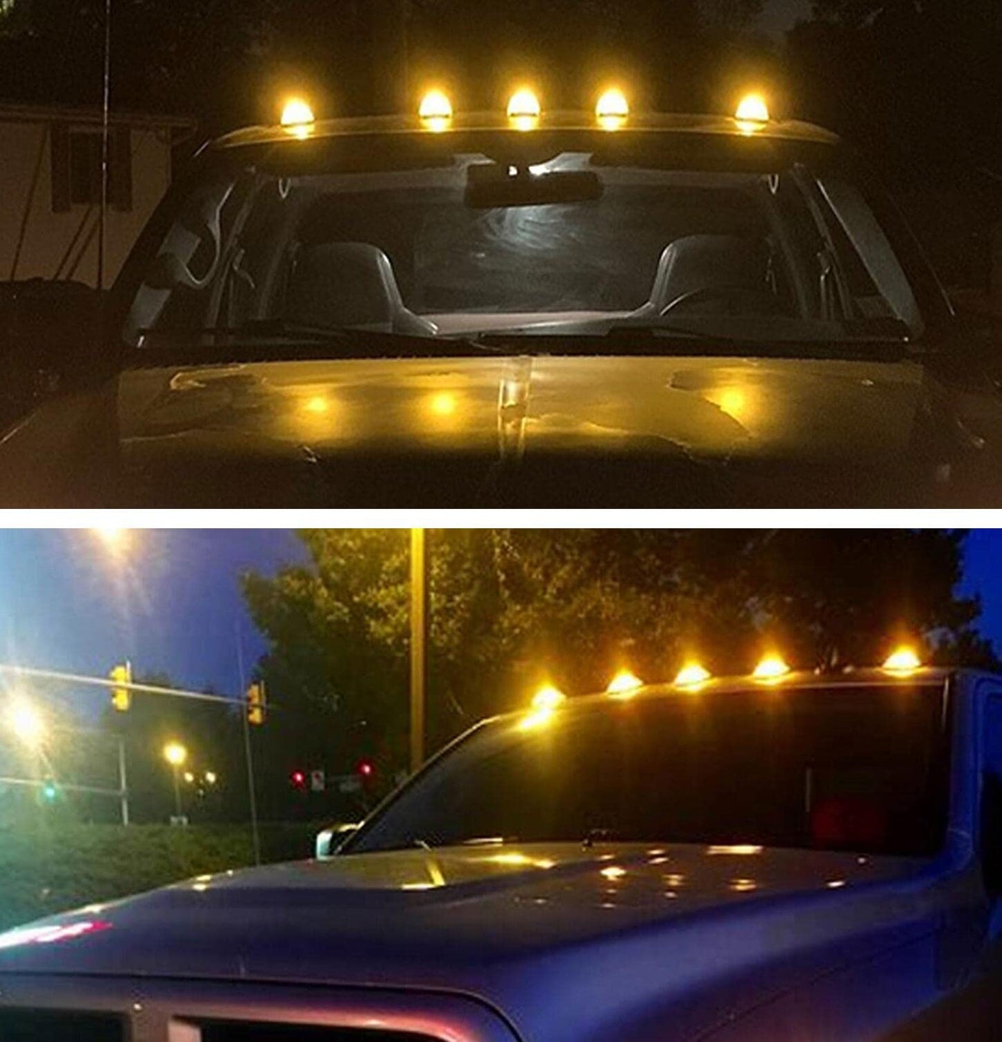 5PCS Cab Lights Compatible with 1973-1997 Ford F-150 F-250 F-350 F-450 F-550 Super Duty Pickup Trucks, Amber LED Roof Marker Light Kit