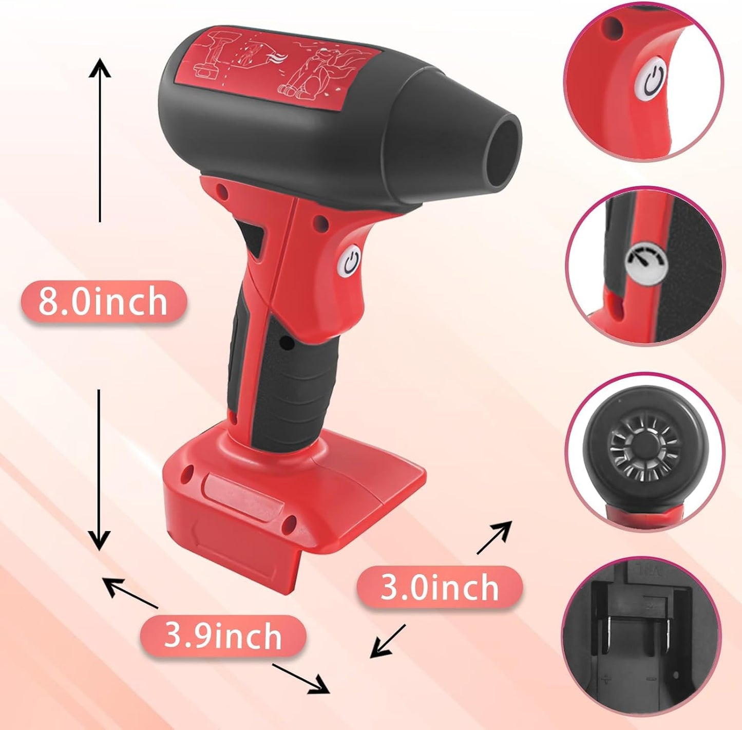Mini Jet Fan Blower Fit for Milwaukee M18 18V Battery,130000RPM Compressed Air Duster for Computer Keyboard,Garage,Sawmill Room,Camping BBQ,Wood Workshop Cleaning,Clear Snow.