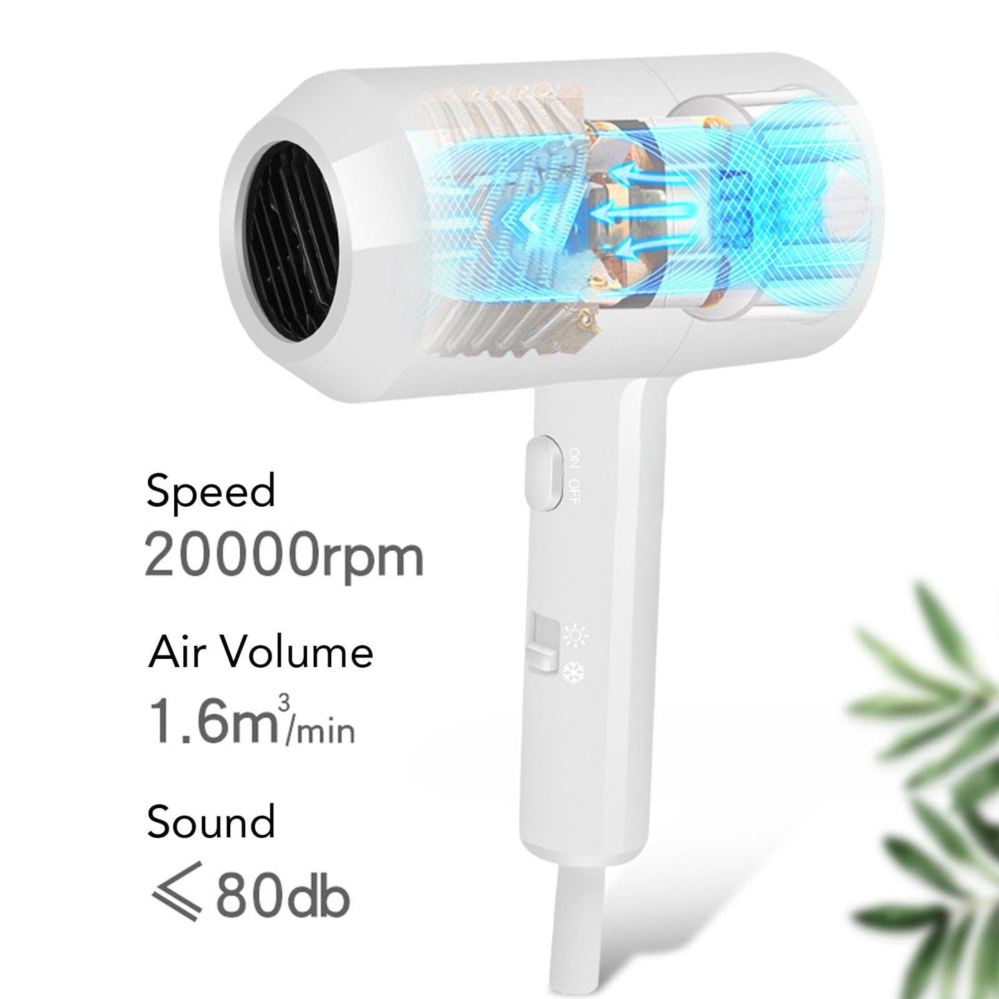 1300W Wall Mount Hair Dryer, Hotel Bathroom Hair Blow Dryer with 2 Levels Intelligent Temperature Control Quick Drying Low Noise Sturdy ABS Construction