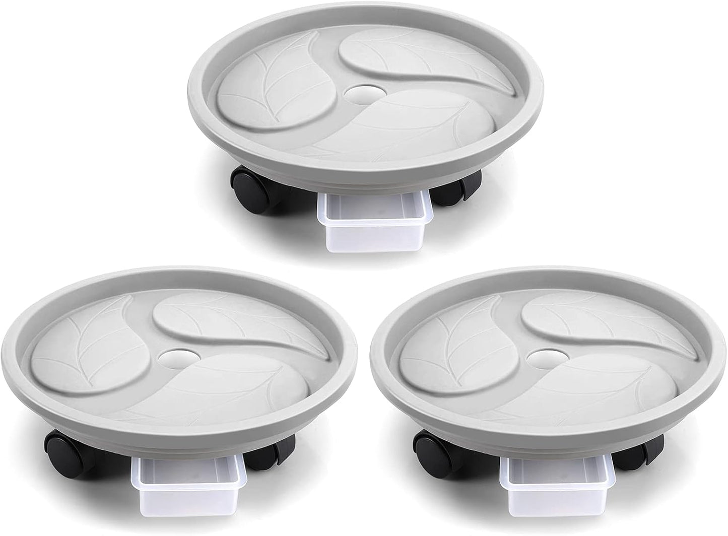 Beipoo 3 Packs 11.8 inch Plant Caddy with Water Container and 4 Wheels, Round Flower Pot Mover, Garden Rolling Planter Dolly on Wheels,Plant Stand Pallet for Heavy Planter, Loading Capacity 110 Lbs