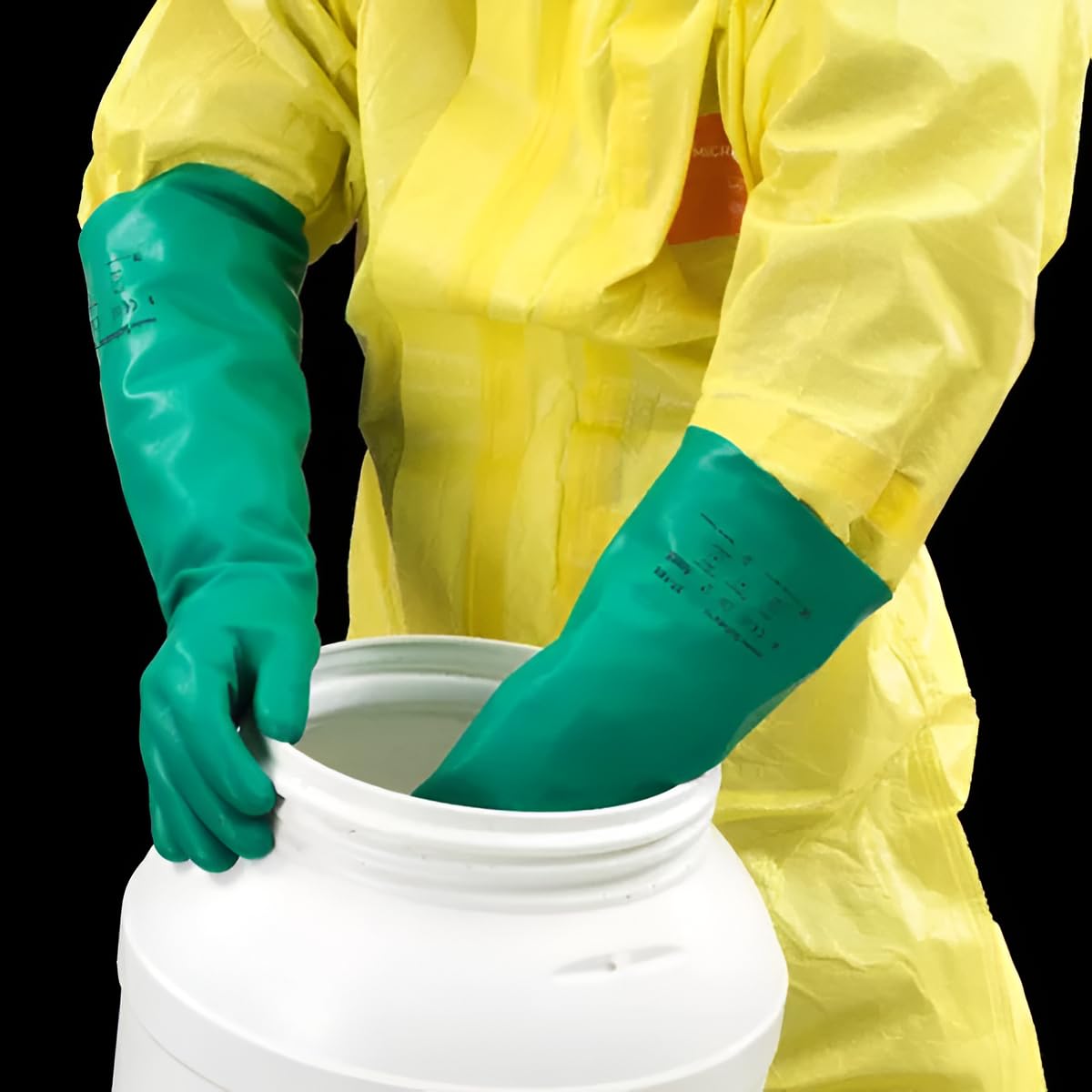 Ansell Sol-Vex 37-185-8 Nitrile Glove, Chemical Resistant, Straight Cuff, 18" Length, 22 mils Thick, Size 8/Medium (Pack of 12)