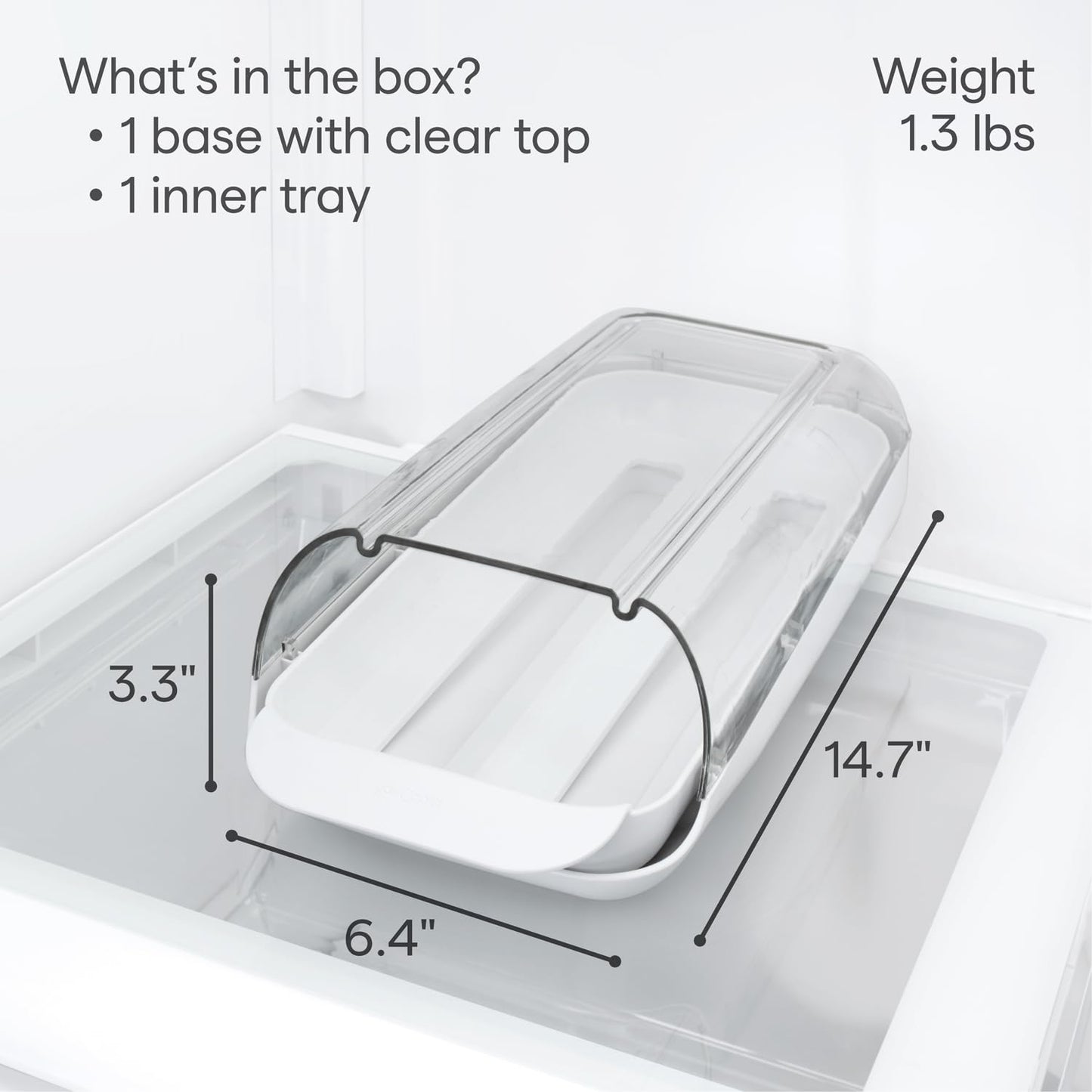 YouCopia FridgeView Rolling Egg Holder, Stackable Dispenser and Organizer for Refrigerator Storage, White