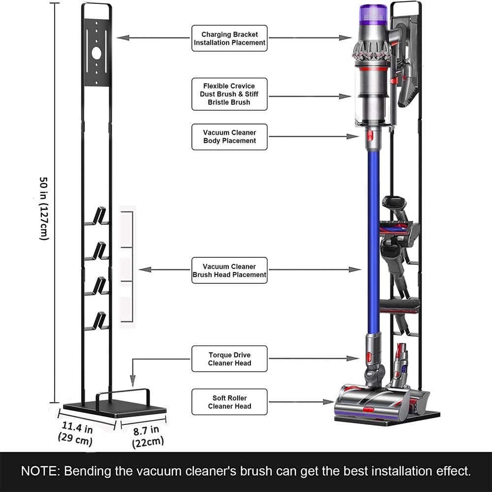 Foho Vacuum Stand Compatible for Dyson V15 V11 V10 V8 V7 V6, Metal Storage Bracket Stand Holder Compatible for Dyson Handheld DC30 DC31 DC34 DC35 DC58 DC59 DC62 Cordless Vacuum Cleaners & Accessories