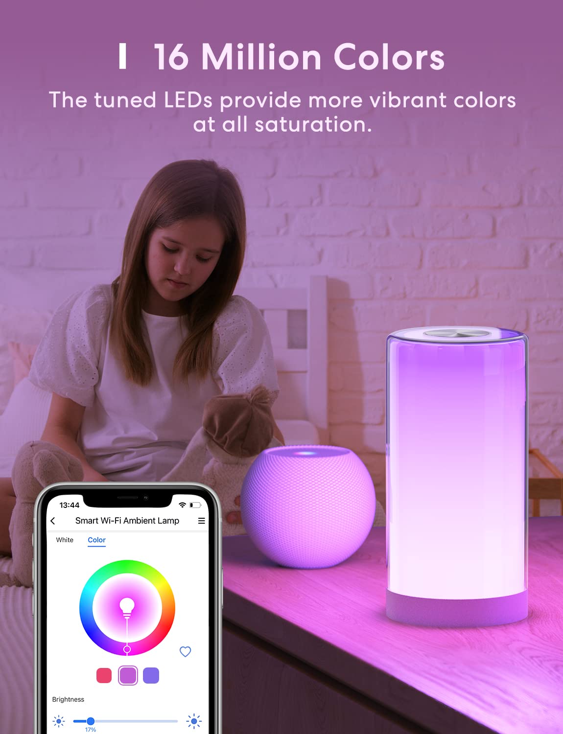 meross Smart Lamp, Dimmable WiFi Table Lamp, Support HomeKit, Alexa, Google Assistant and SmartThings, Tunable White & Multicolor, Touch, Voice and APP Control, Schedule and Timer
