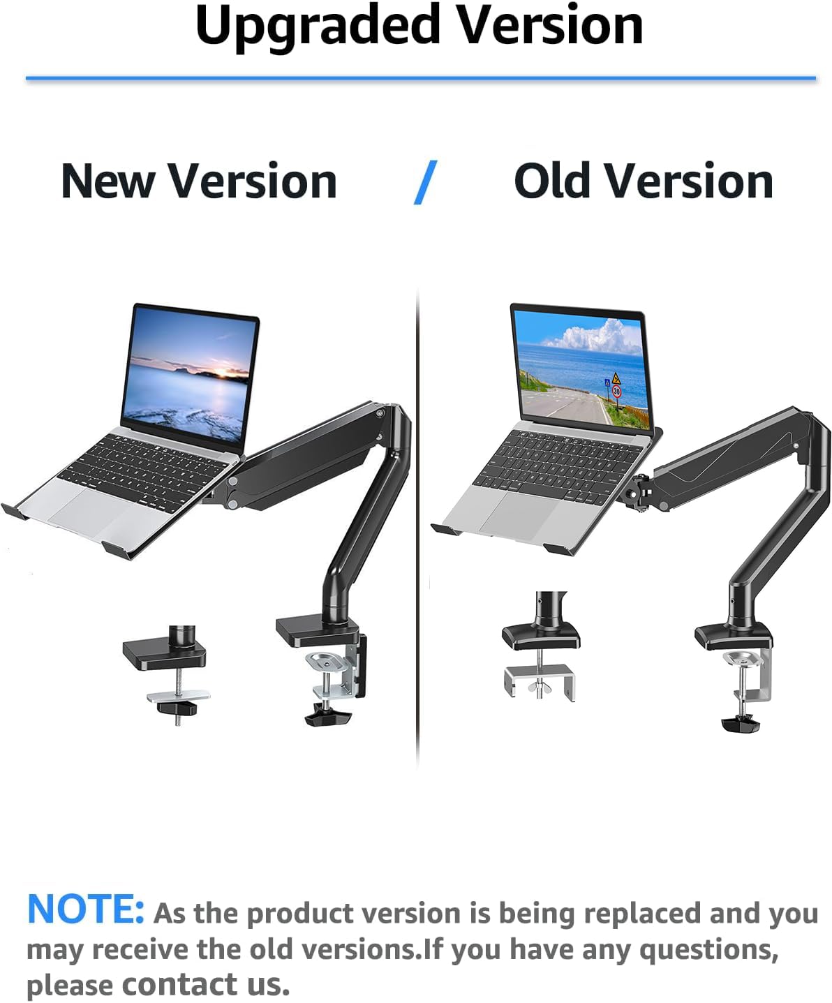 MOUNTUP Laptop Stand, Adjustable Aluminum Laptops Arm Mount for 13-17 Inch Notebook & 32" Monitor, Laptops Arm for Desk Holds up to 17.6lbs, 2-in-1 Laptop Desk Mount with Clamp/Grommet