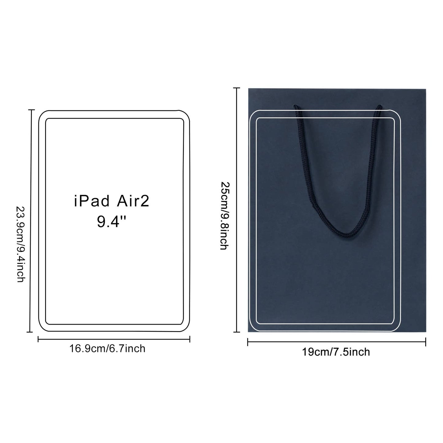 Sdootjewelry Navy Gift Bags - Kraft Paper With Handles, 50 Pack Heavy Duty Matte Tote, 7.5 x 3.1 x 10.2" Shopping, Party, Retail Bags