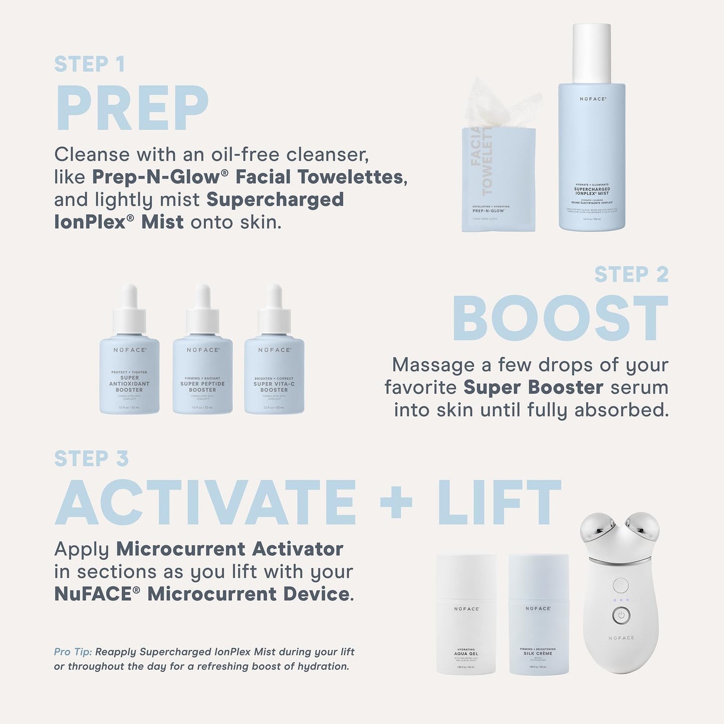 NuFACE Aqua Gel Activator - Microcurrent Conductive Gel & Activator Powered by IonPlex & Hyaluronic Acid to Enhance Results of NuFACE Microcurrent Facial Device - Improves Skin Radiance (3.3 oz)