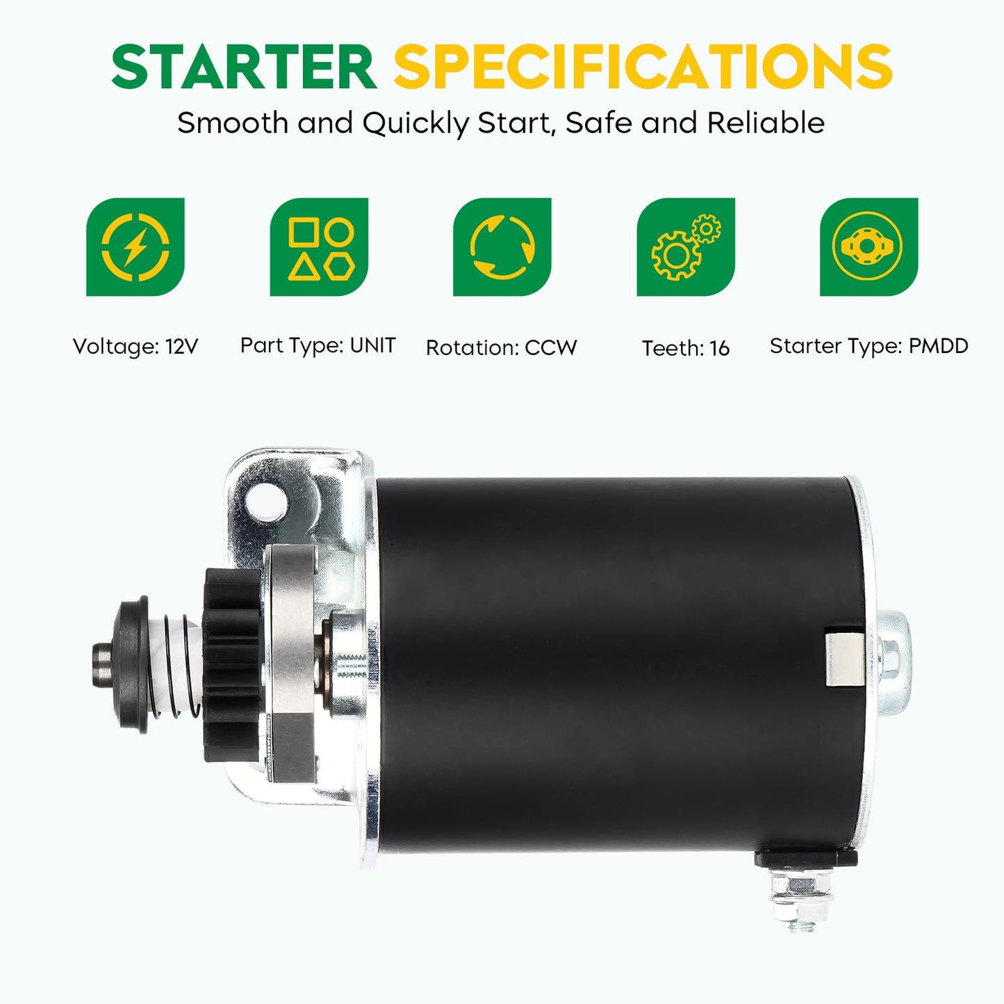 5742 Starter 16 Teeth Fit for Briggs and Stratton Starter 390838 497594 392749, Compatible with John Deere AM122337 AM37352 AM39137 LG497595 MIU13772 SE501880, 1338SGS 1438GS 1538HS