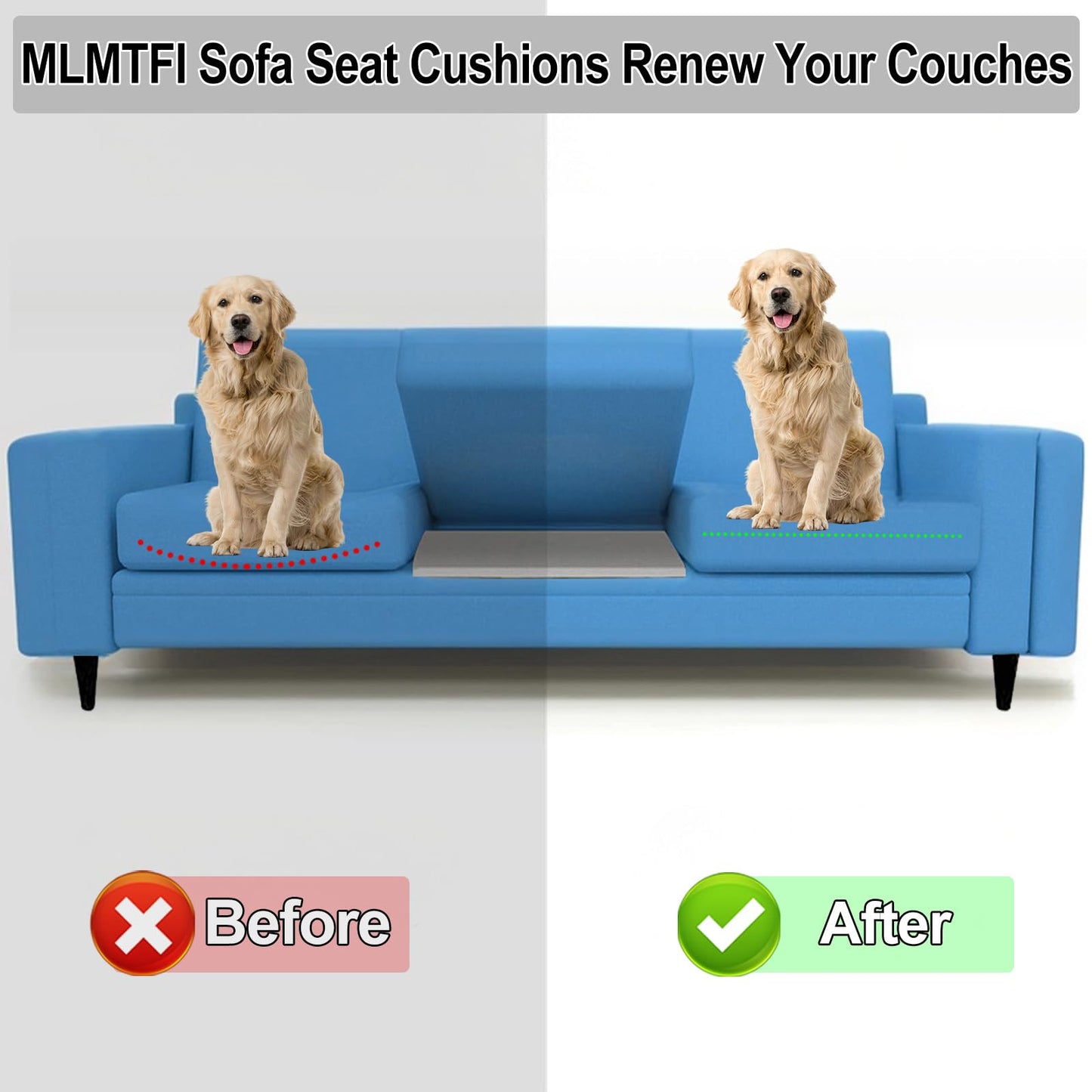 22" x 22" Couch Cushion Support for Sagging Seat, 3 PCS Large Size Insert Sofa Cushion Support Board for Better Lift, 45D High-Density Foam Couch Replacement for Furniture Seat Sagging Repair, Grey
