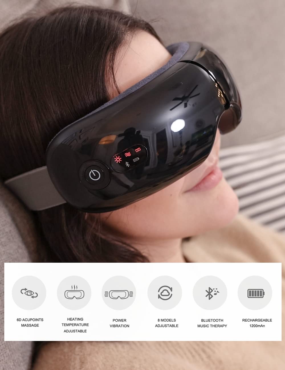 Eyeology Eye Massager with Heat Eye Fatigue Relief, Black