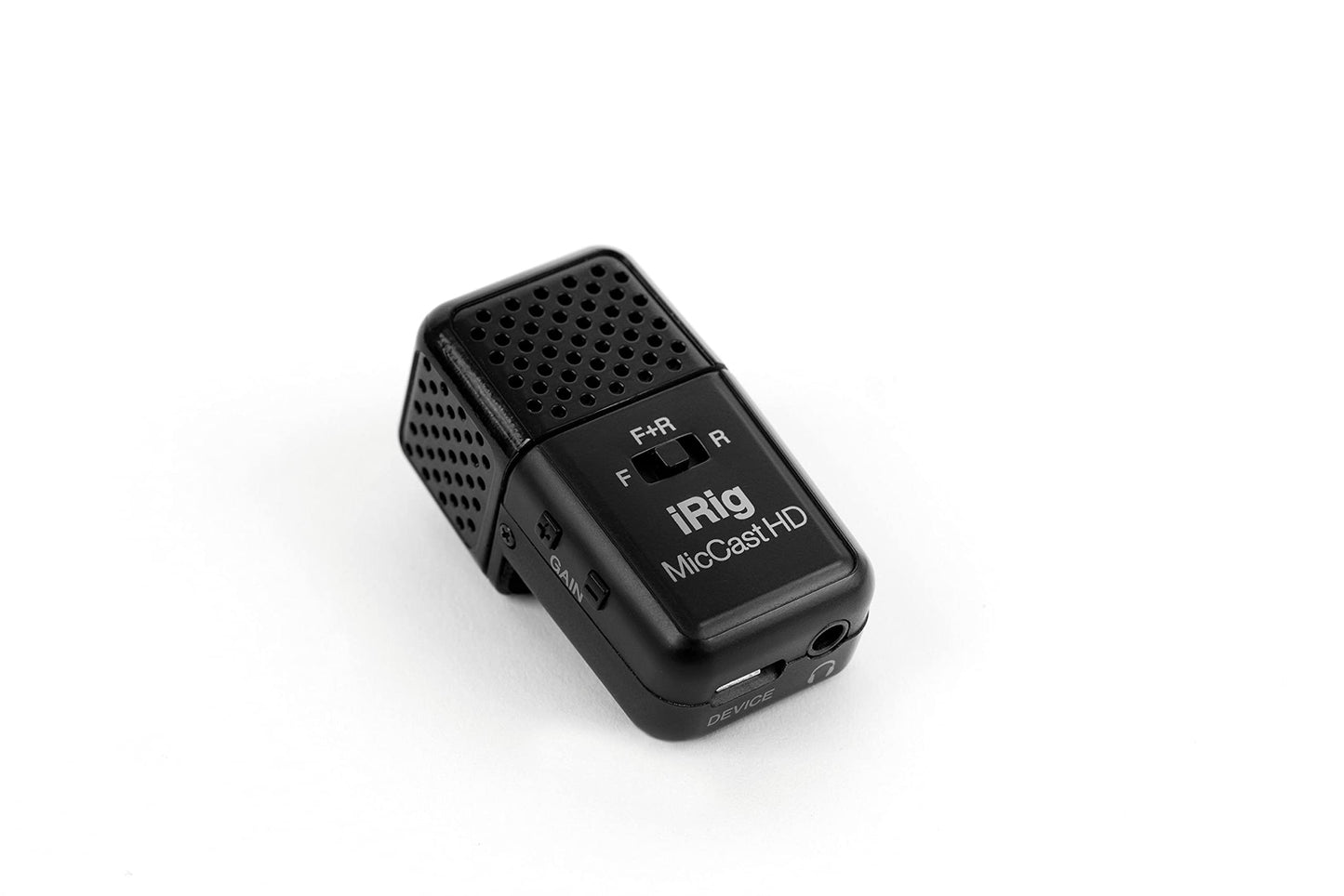 IK Multimedia iRig Mic Cast HD Compact Dual-Capsule Vocal Condenser Microphone with Front, Rear, bi-Directional Recording ad 24-bit, 96 kHz Sound, for iPhone, iPad, Android and All Popular apps