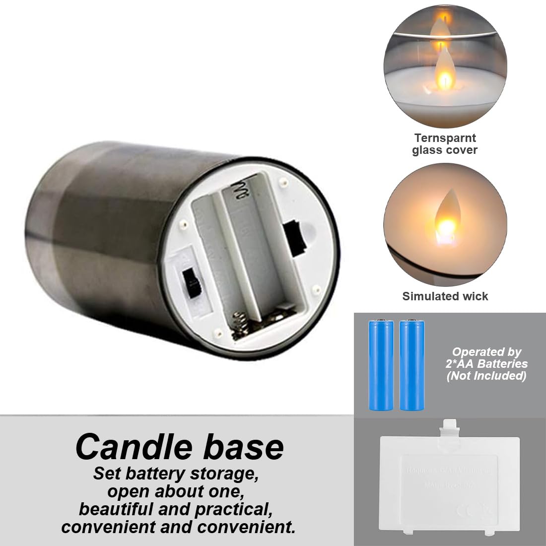 Set of 3 Clear Glass Flameless Candles Flickering with Remote, Battery Operated LED Pillar Candles for Home Decor & Weddings (D3in H4in 5in 6in)