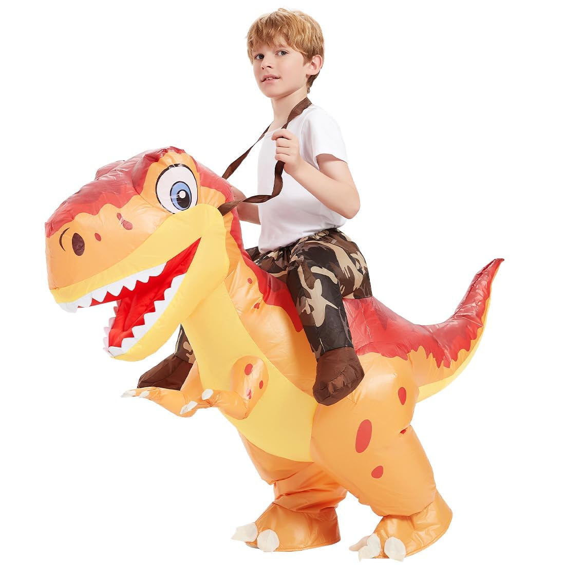 COMIN Inflatable Dinosaur Costume Kids Blow Up T Rex Dino Costumes Funny Fancy Dress for Halloween Party