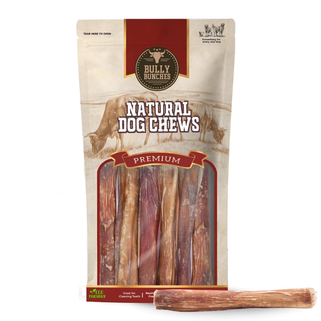 Bully Bunches Collagen Wrapped in Beef Bully Stick | All-Natural, Long Lasting Dog Chew | Dental Stick for Avid Chewers (6 Inch, 10 Pack)