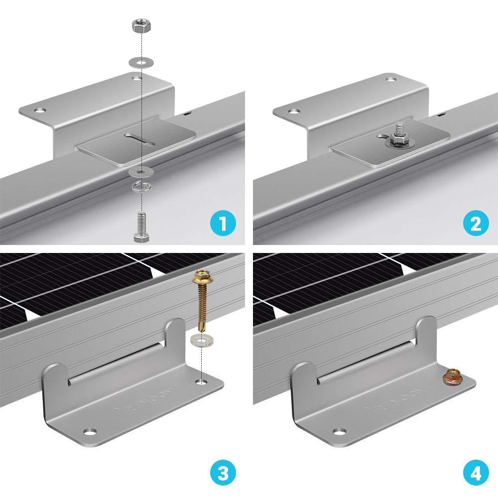 4 Sets of Renogy Solar Panel Mounting Z Bracket (Set of 4 Units) RV Boat Off Grid Roof