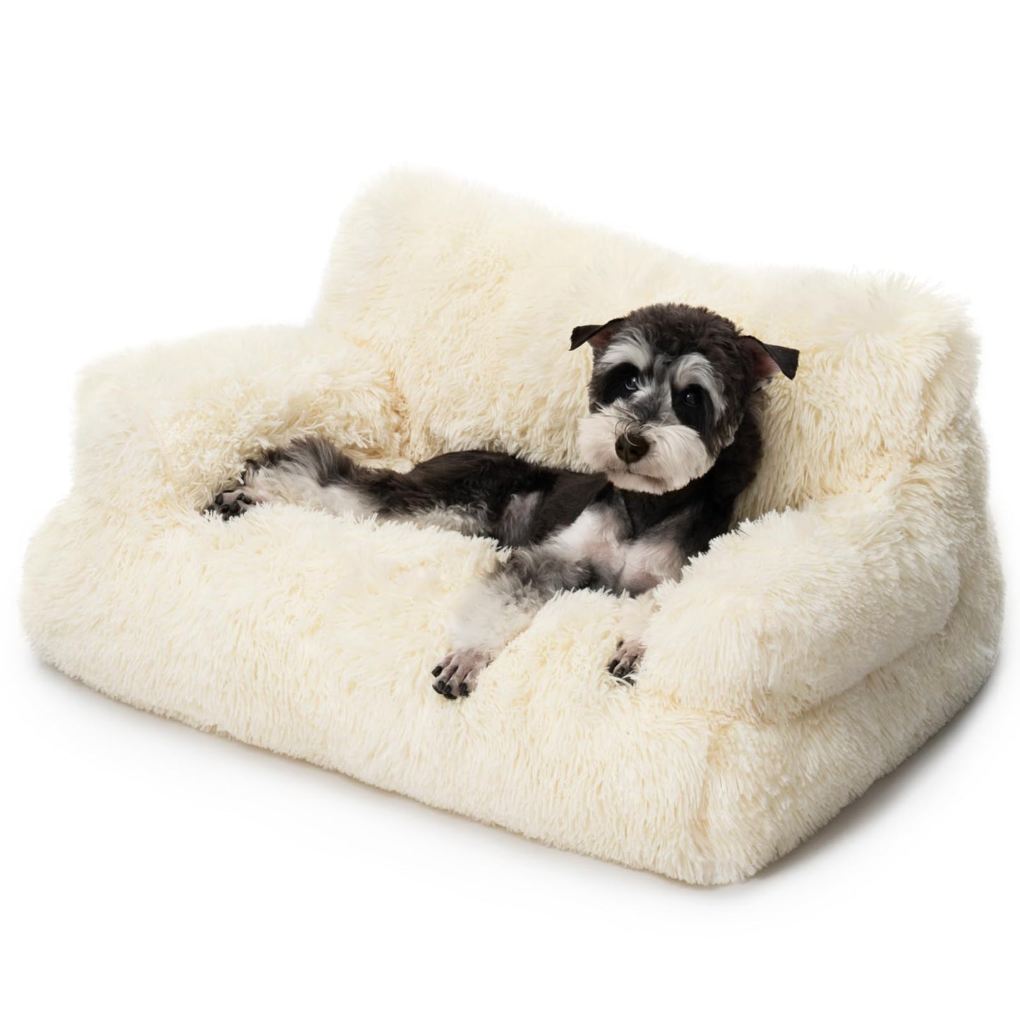 Pet Bed for Medium Small Cats and Dogs, Washable Puppy Sleeping Bed Cat Couch Pet Sofa Bed, Soft Calming Cat Sofa Beds for Indoor Cats Anti-Slip Bottom (Beige)