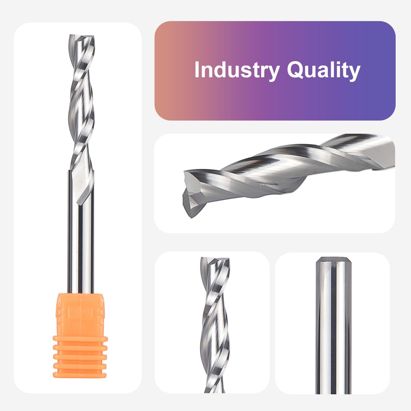 SpeTool 5PCS UP Cut Spiral Router Bits 1/4 Shank with 1/4 Inch Cutting Diameter ,1-1/4 Inch Cutting Length 3 Inch OVL,Tungsten Carbide CNC Upcut Router Bits Set for Woodworking Cutter