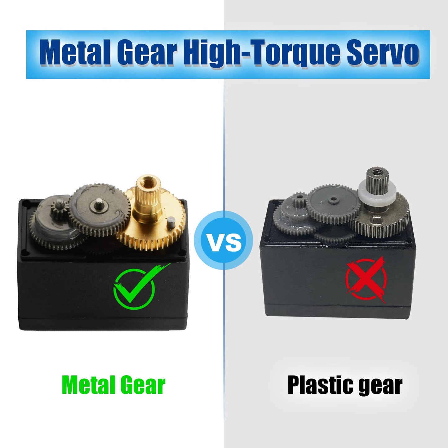 Aideepen 6-Pack MG996R Servo, Metal Gear High Speed Torque Servo Digital Servo Motor for Smart Car/Robot/Boat, Helicopter,DIY