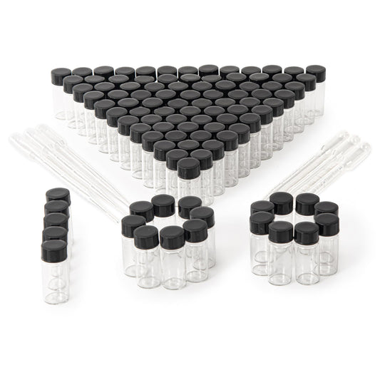 BKMAMLAB 5ml Clear Small Glass Vials 100pcs with Screw Caps(100pcs)…