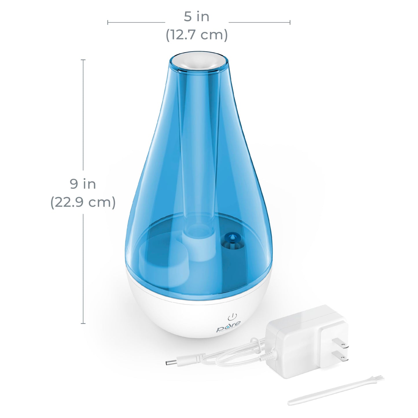 Pure Enrichment MistAire Studio Ultrasonic Cool Mist Humidifier - Small & Compact, Overnight Operation, 2 Mist Settings, Optional Night Light, & Auto Shut-Off - For Offices, Plants & Small Spaces