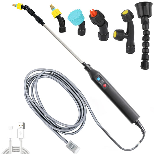 Battery Powered Spray Wand, Electric Sprayer with Power Display, 5 Nozzles and 16.4FT/5M Hoses, Power Display Handle, 32 Inch Telescopic Wand, Multipurpose Plant Sprayer for Yard Lawn Weed Plants