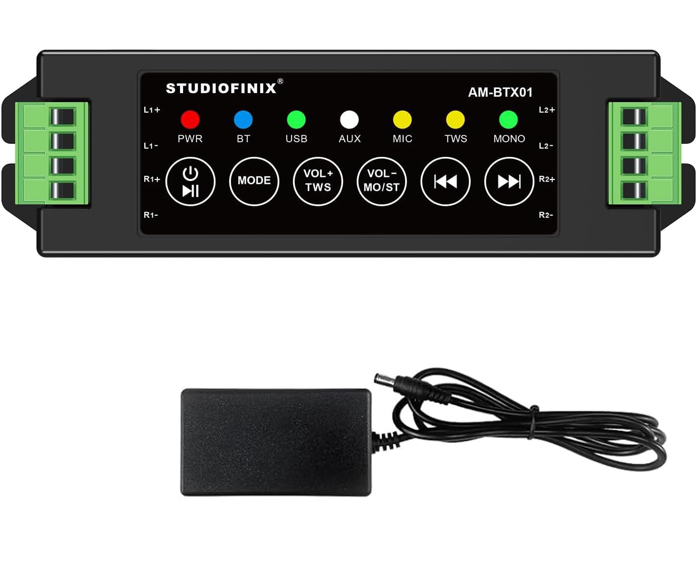 STUODIOFINIX 4-Channel Mini Bluetooth Amplifier 120w for Passive Speakers with TWS,AUX,MIC,USB,Replacement Part,Suitable for Wall/Ceiling/Marine/Bookshelf Speakers