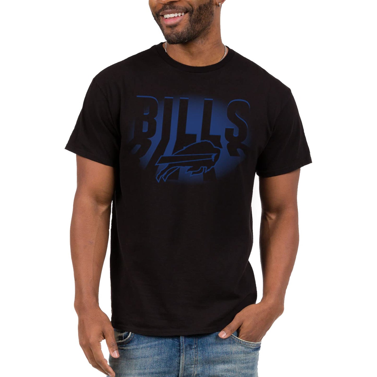Junk Food Clothing x NFL - Buffalo Bills - Team Spotlight - Unisex Adult Short Sleeve Fan T-Shirt for Men and Women - Size X-Large Black