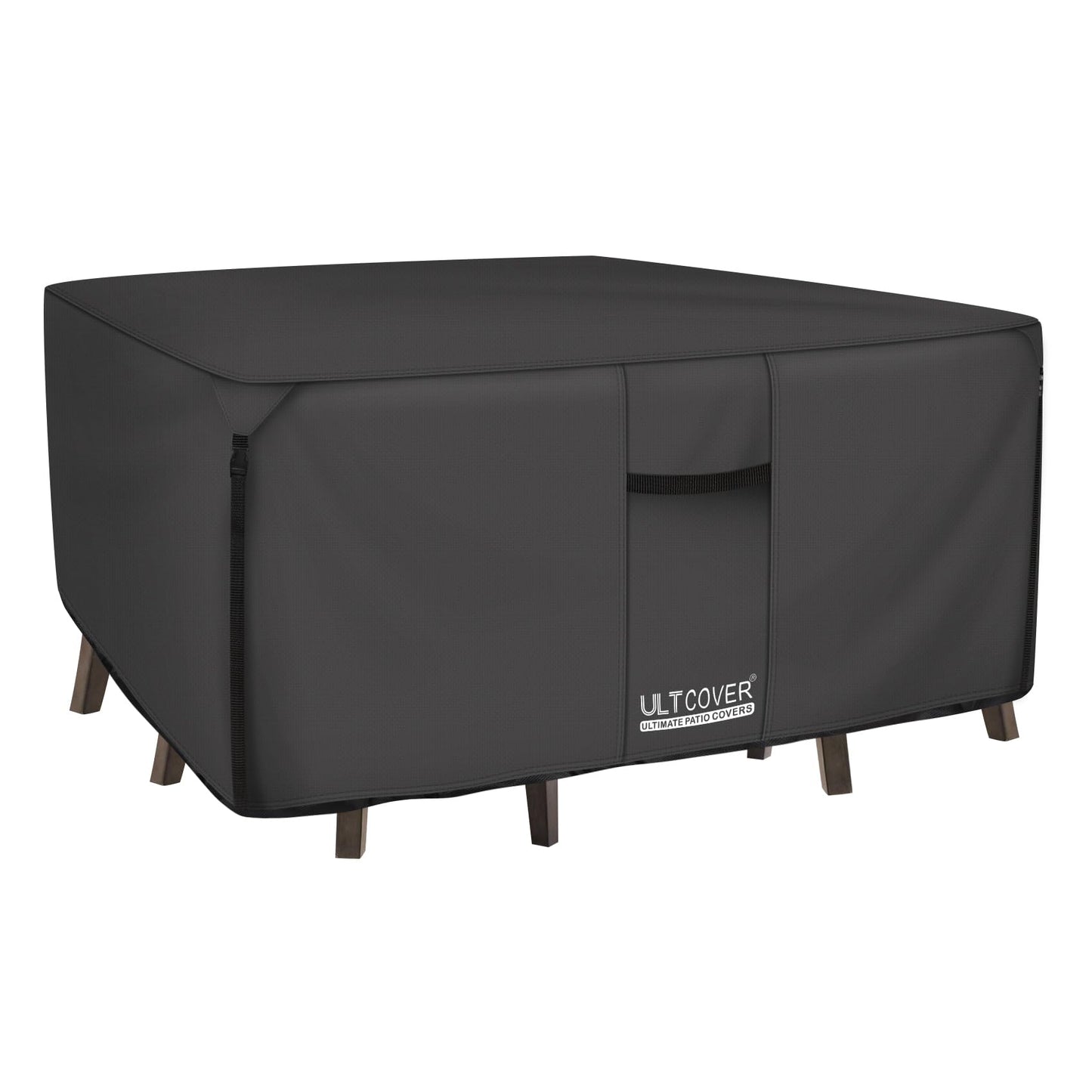 ULTCOVER 600D Tough Canvas Durable Square Patio Table and Chair Cover - Waterproof Outdoor General Purpose Furniture Covers 54 inch, Black