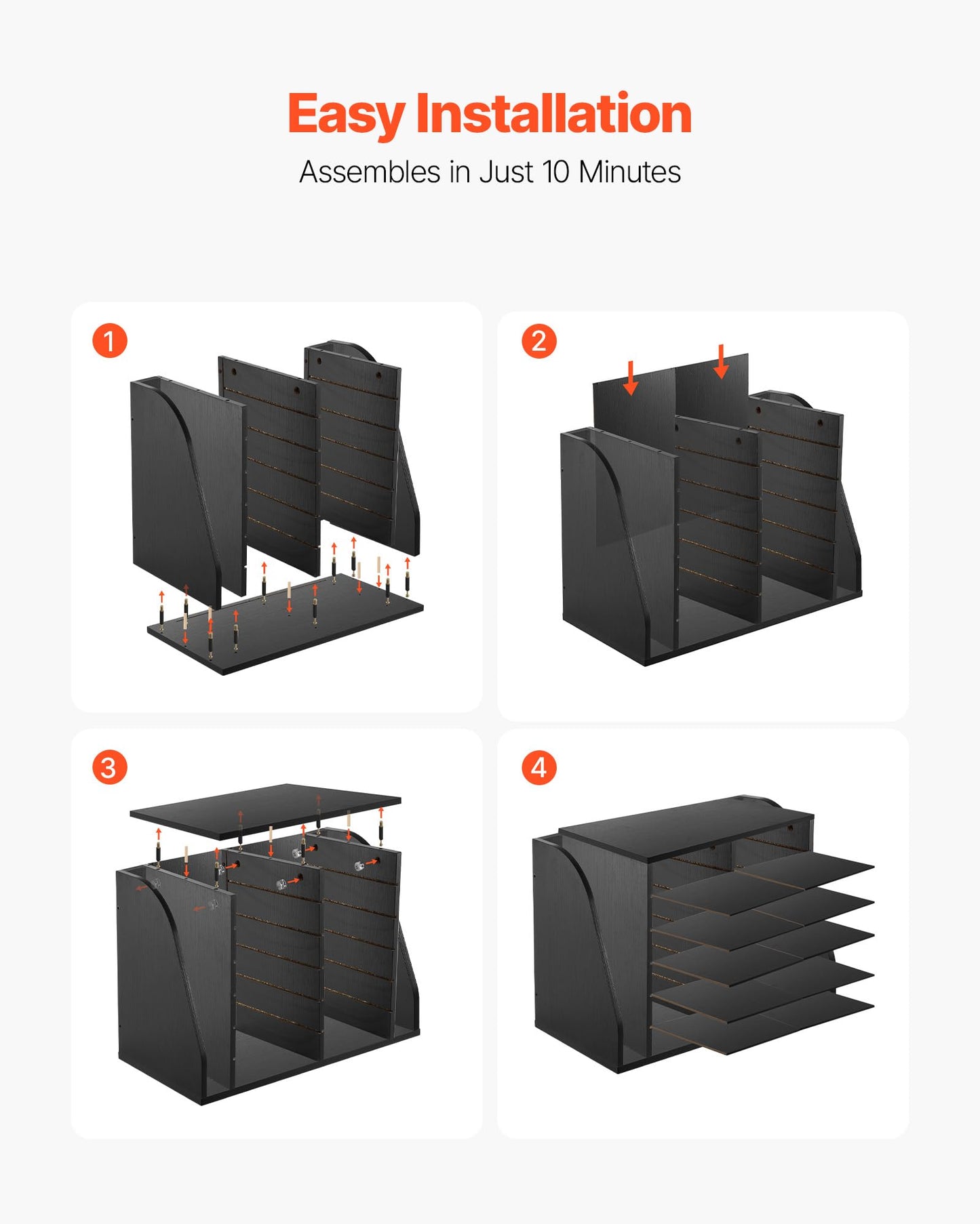 VEVOR Literature Organizer, 12 Compartments Office Mailbox with Side Vertical Storage, Wooden Mailbox Sorter Made of Particle Board, Countertop Office Home Organizer for File, Document, Paper, Black