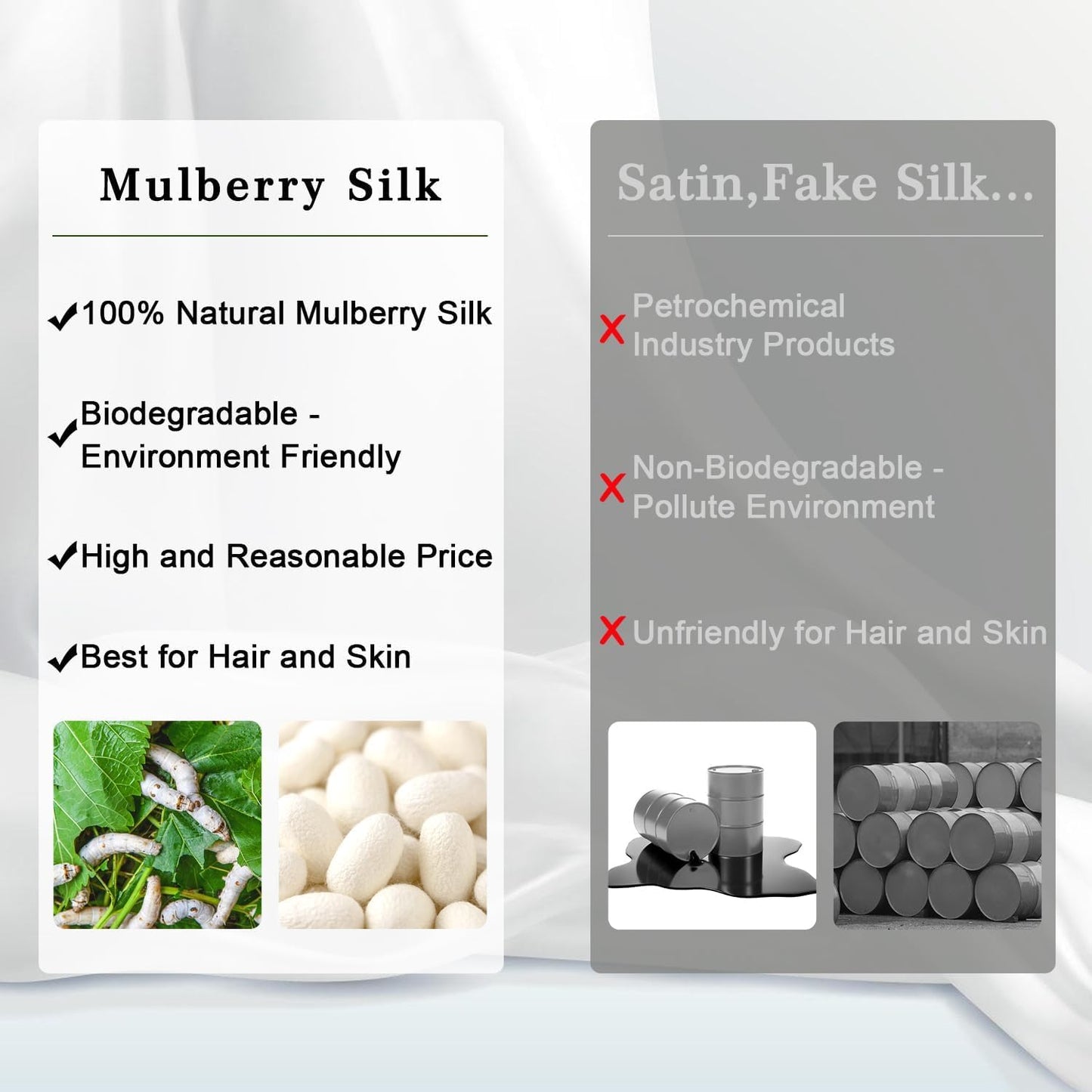 ZIMASILK 100% Mulberry Silk Pillowcase for Hair and Skin, with Hidden Zipper, Both Sides 19 Momme Pure Silk, 1pc(Queen 20''x30'',Dark Grey)