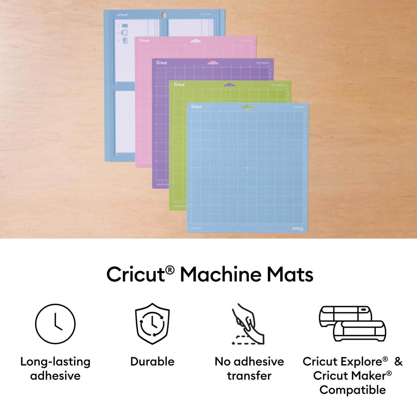 Cricut Mat Variety Pack (8 Count, 12in x 12in) - for Explore & Maker Machines - Includes 4 StandardGrip, 2 LightGrip, 2 StrongGrip