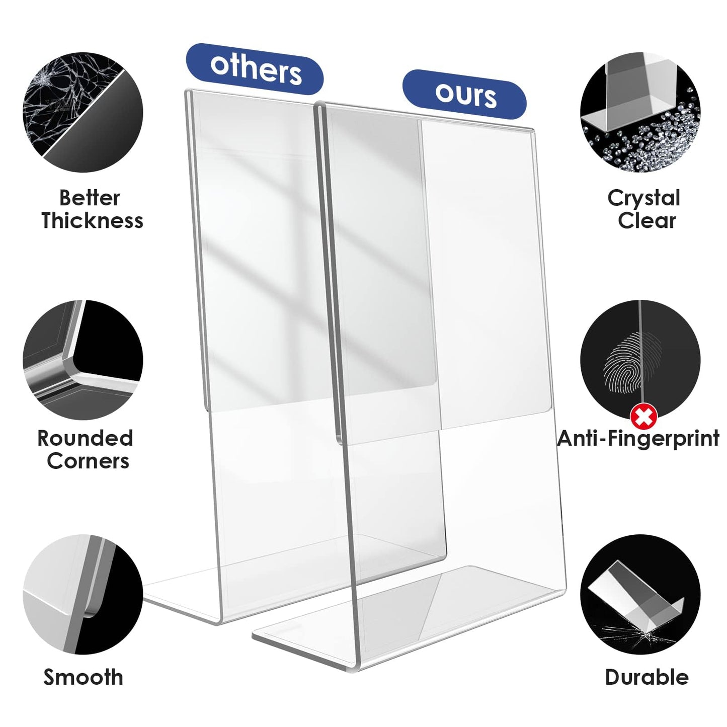 danoni Acrylic Sign Holder 8.5x11'' - 12 Pack Plastic Sign Holder with Vertical Slant Back for Office Desktop - Flyer Document Brochure Display Holder for Restaurant Tabletop