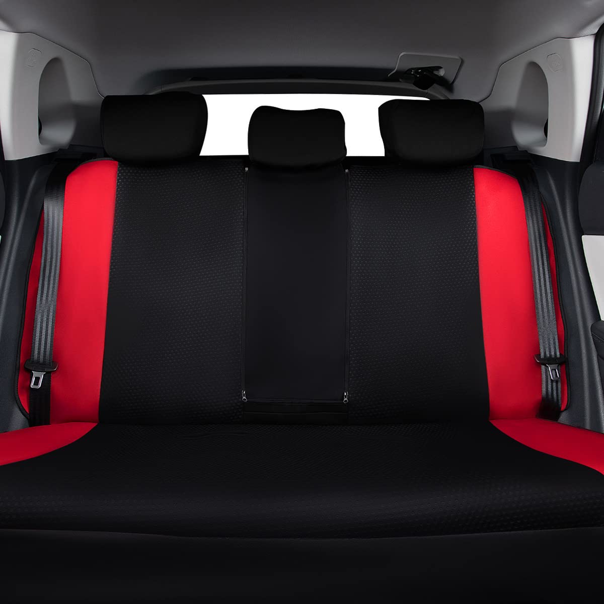 Flying Banner Rear Bench car seat Covers car seat Protectors Split 40/60 50/50 60/40 (Rear Bench-Neoprene, Red) (FB-072)