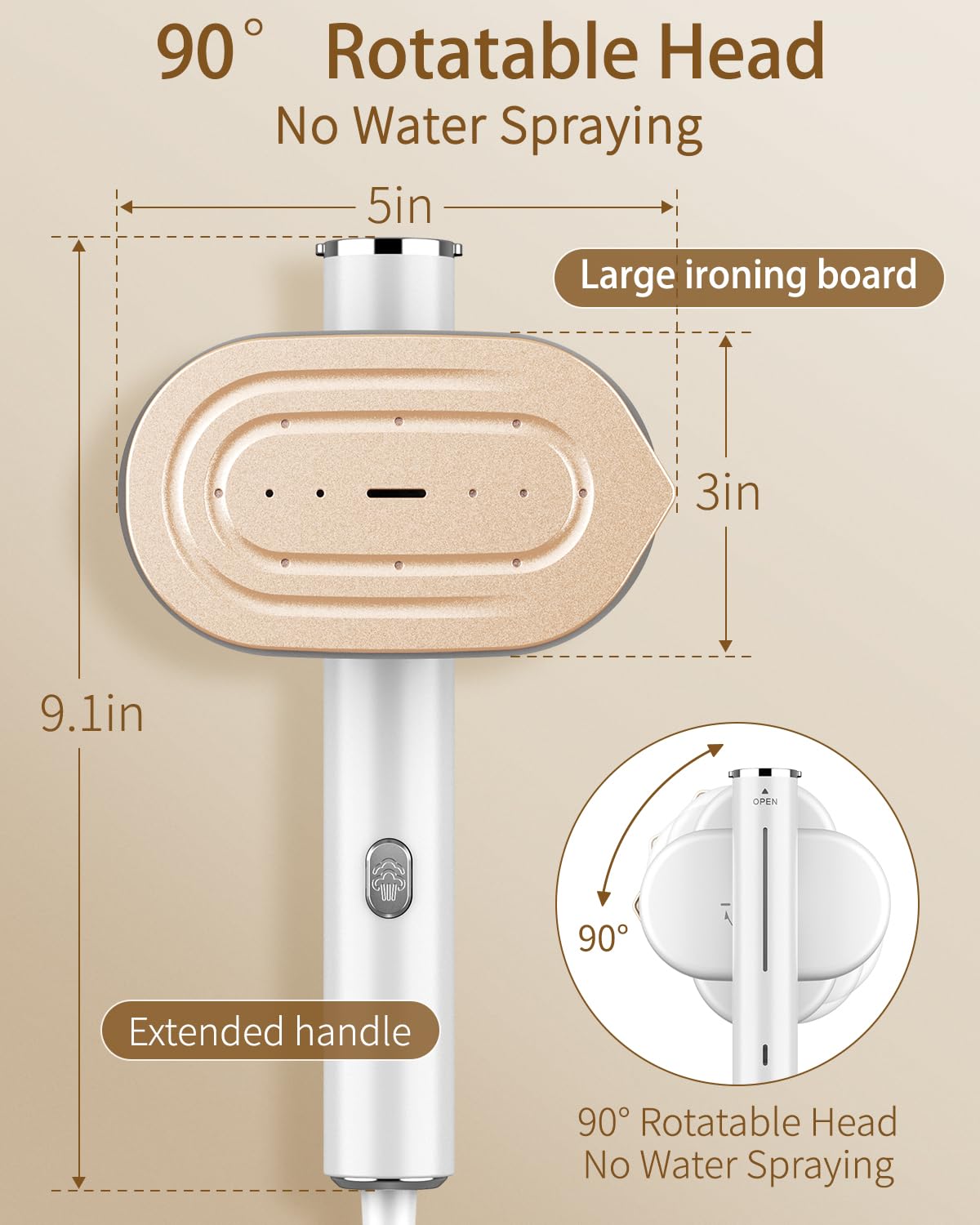 Hulmay Steamer Clothes, 1200W Clothes Steamer, Steam Iron 2-in-1, Portable Handheld Steamer for Travel 10s Heat-Up, Travel Size Clothing Steamer and Garment Steamer for Home, Office -White, 110-120V