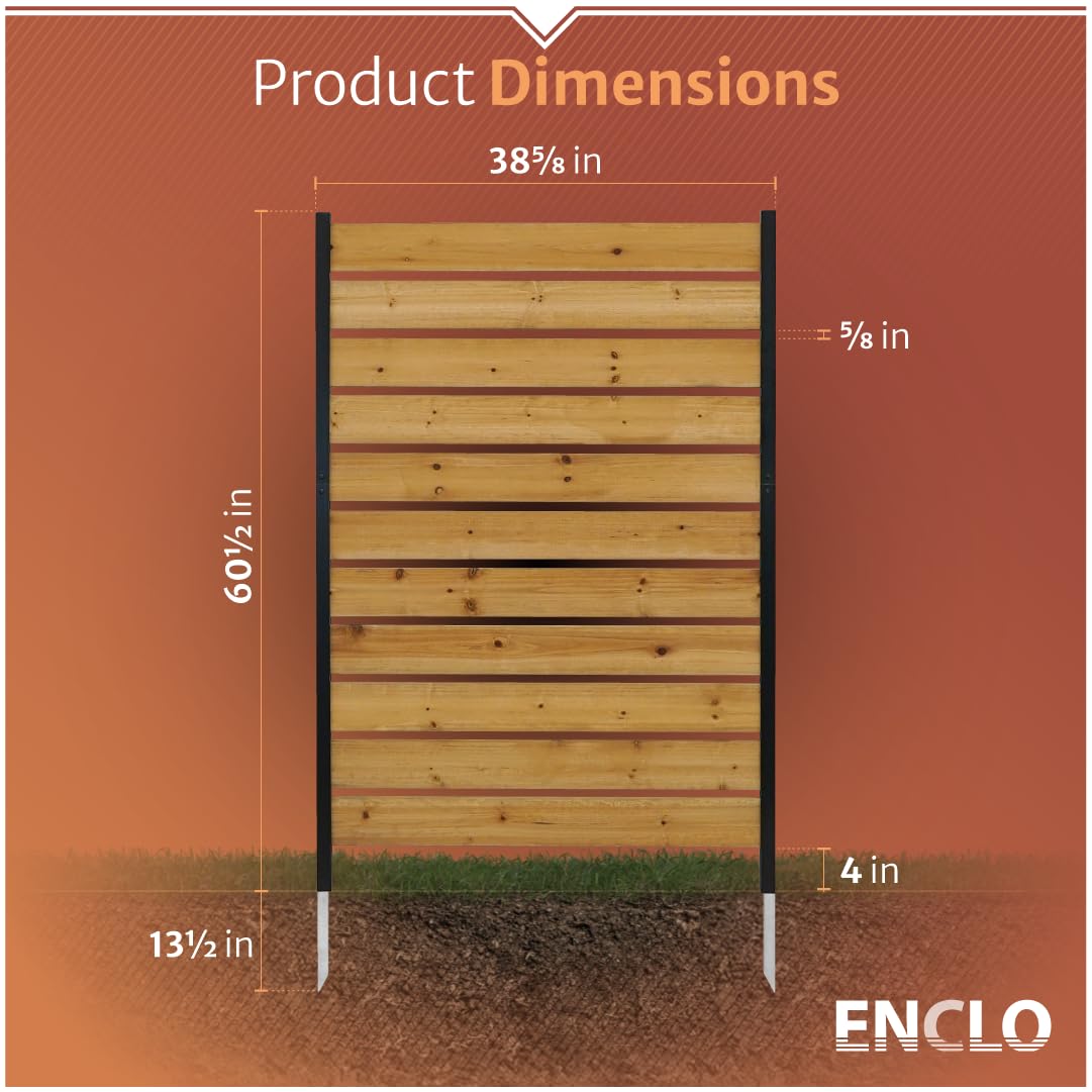 5ft H x 3.2ft W (1 Panel) No Dig Enclo Concord Cedar Wood Privacy Screen, Great to Hide Trash Cans, Decorative Patio Privacy Screen, Outdoor Privacy Fence Panel, Air Conditioner Fence, EC18022