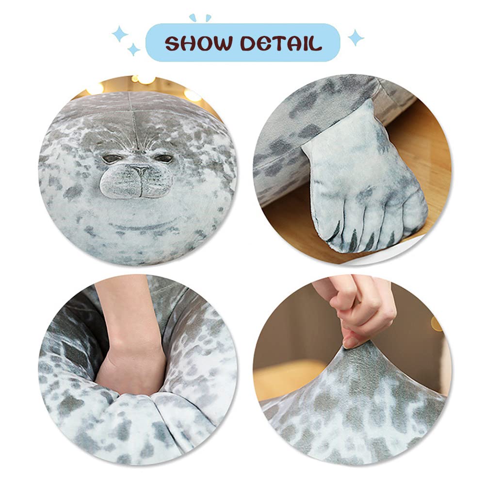 Chubby Blob Seal Plush Toy Pillow Stuffed Ocean Animal Soft Hugging Pillow Dolls Toys Gifts for Kids Boys Girls (60CM/23.6")