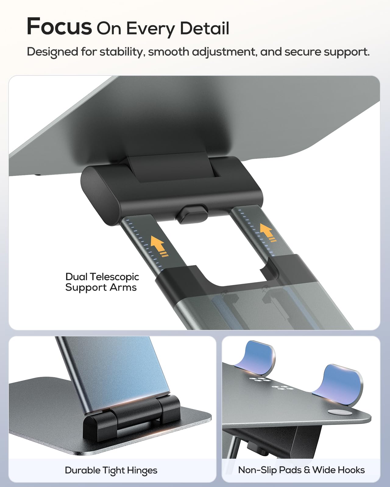 Nulaxy Laptop Stand for Desk, Ergonomic Sit to Stand Laptop Holder Convertor, Adjustable Height from 1.2" to 20", Supports up to 22lbs, Compatible with All Laptops Computer Tablets 10-17", Gray