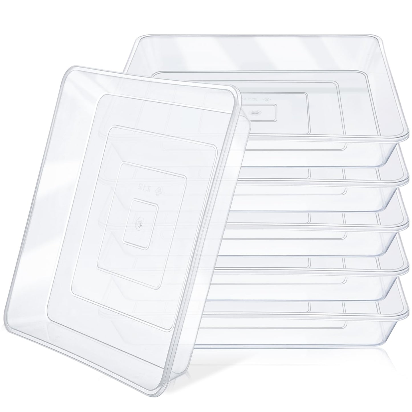 Greaner Clear Plant Plates to Catch Water, 12 Inch Durable Thick Saucer for Flower Pot, Square Plant Saucer Plant Trays for Pots, Flower Pot Saucers to Catch Water Drip Tray(6 Packs)
