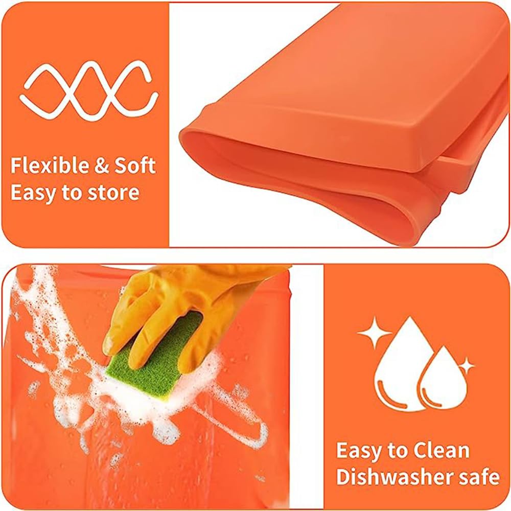 Griddle Cover,Silicone Griddle Mat,36 inch Heavy Duty Food Grade Grill for Blackstone,Keep Surface Clean,High-Wall Design (Orange)