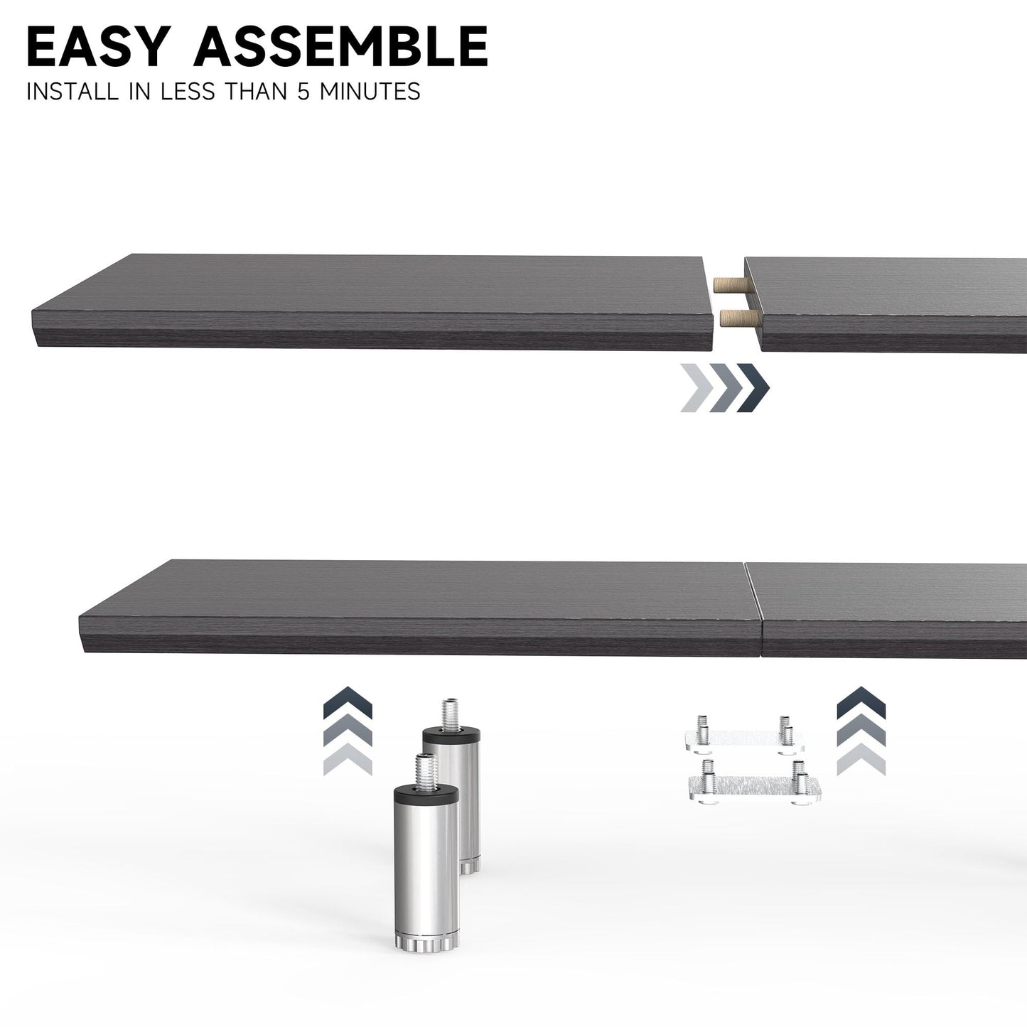 FENGE Dual Monitor Stand Riser, 39.4 Inch Height Adjustable Monitor Riser for Desk, Wood & Steel Monitor Stands for 2 Monitors, Laptop,Printer,TV, Black