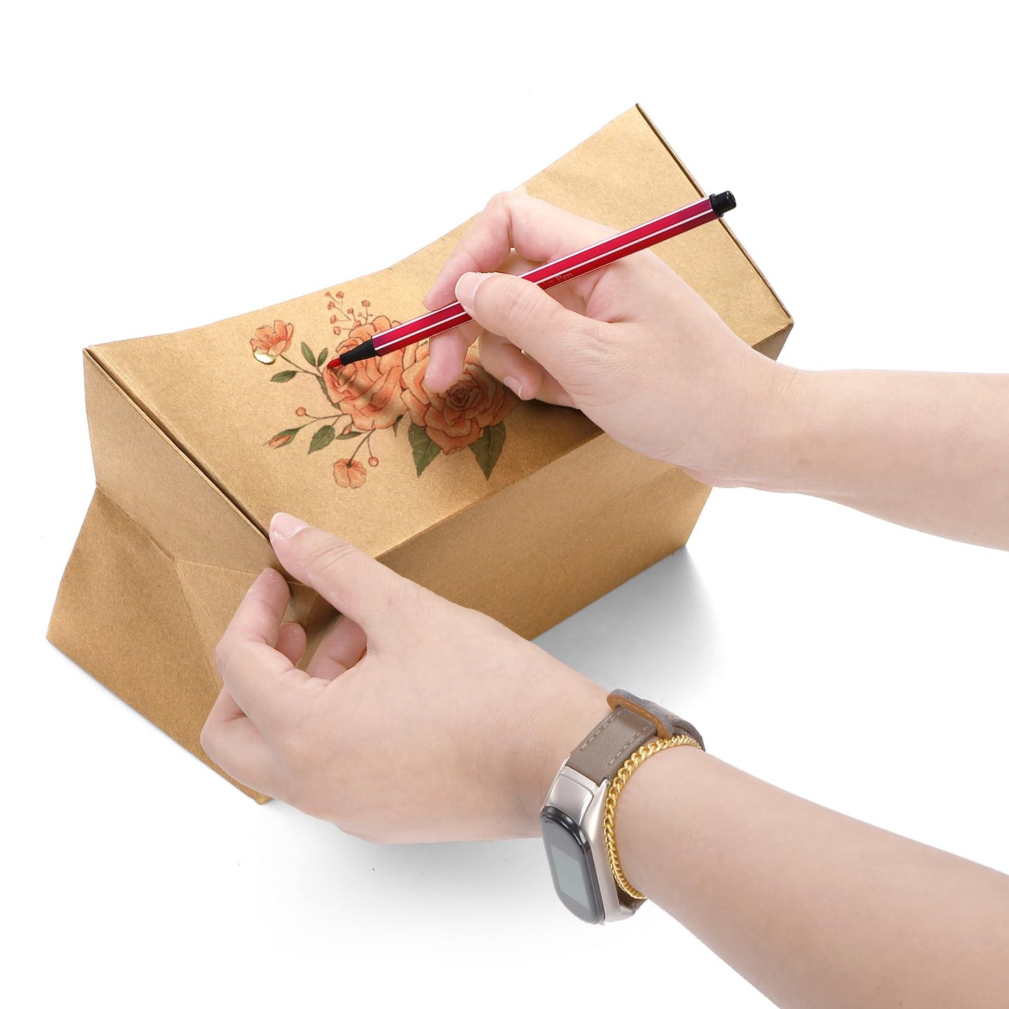 Cedilis 50 Pack Kraft Gift Basket with Handles, 9.8'' x 6.5'' x 4.3'' Empty Paper Basket for Party Gifts, Anniversary, Wedding, Easter, Crafts, Brown