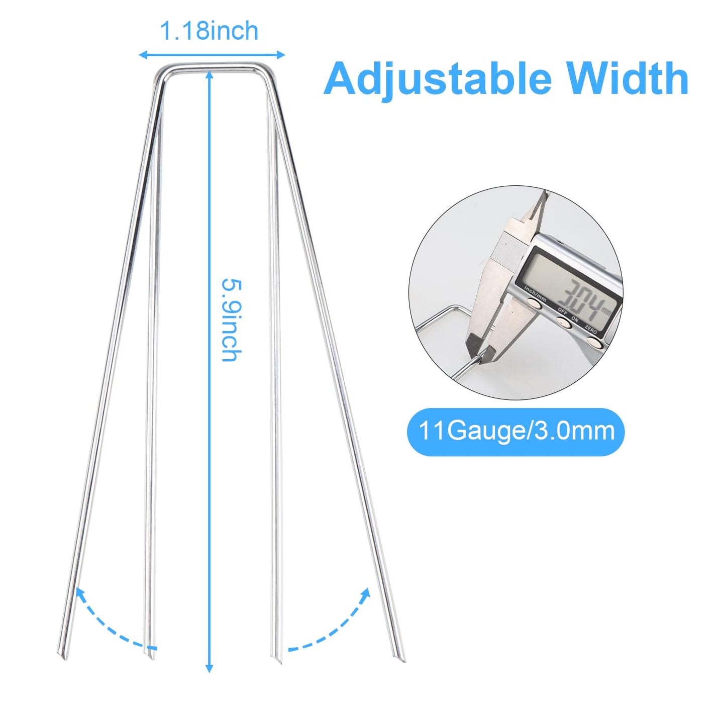 Artilife Landscape Fabric Staples with Gaskets,Galvanized Steel Landscape Staples,6” Length 11 Gauge Landscape Fabric Pins,U Shape Landscaping Staples for Weed Barrier (200pcs 6")