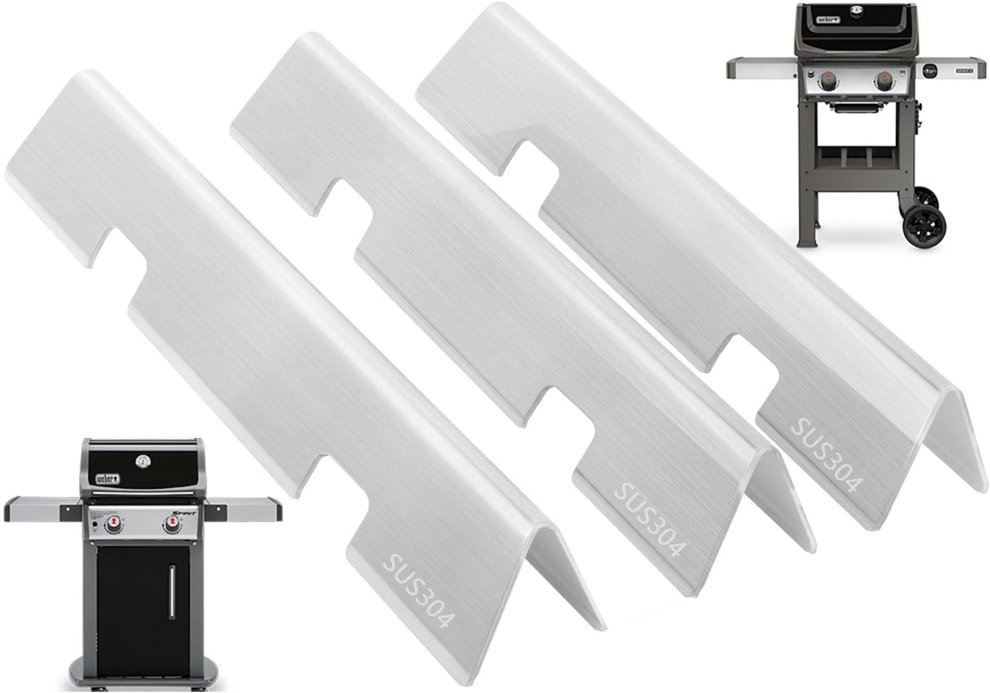 7635 15.3'' Flavorizer Bars for Weber Spirit II E210 S210 E220 S220, Weber Spirit 200 Series, Spirit E/S 200 & 210 Gas Grills (with Front-Mounted Control Panels), Stainless Steel,16GA